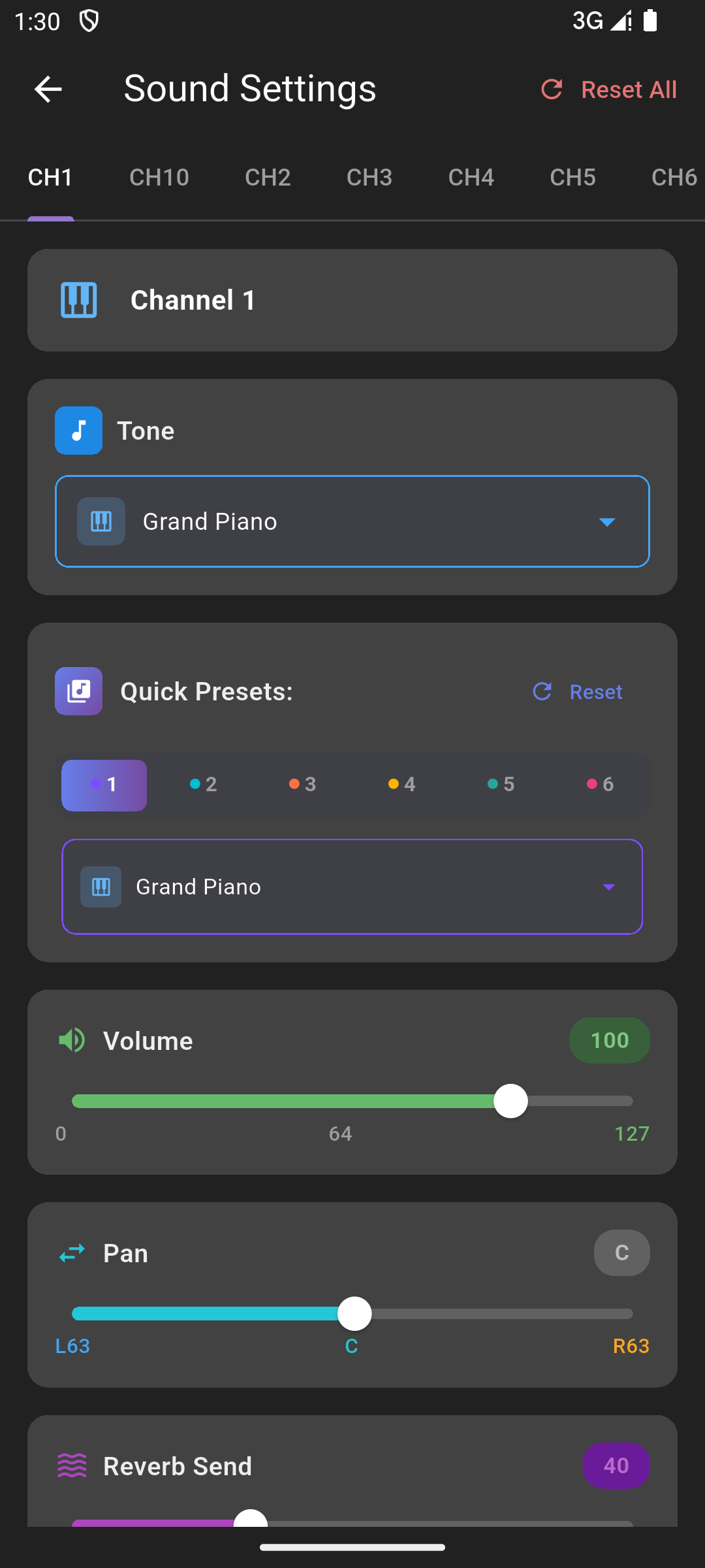 SynthBridge sound settings